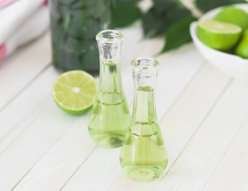 Two beakers with green liquid